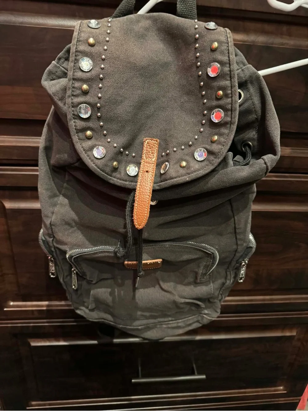PINK VICTORIA SECRET Canvas Backpack in Dark Gray missing magnetic closure